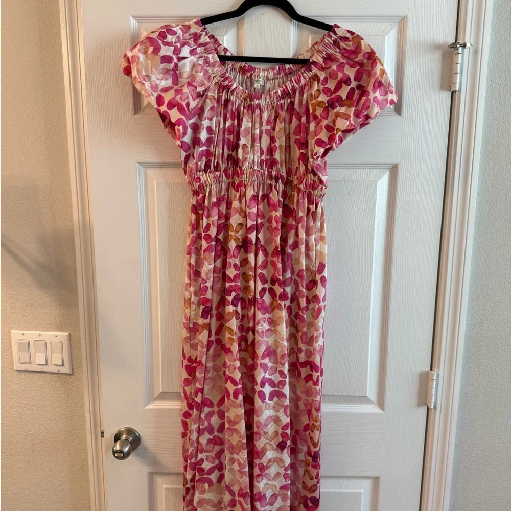 Tyler Boe Pink and Orange Floral Midi Dress - Picture 8 of 8